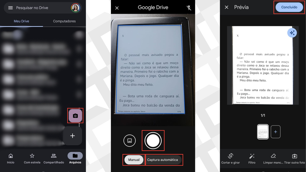 Passos para escanear documentos no Google Drive