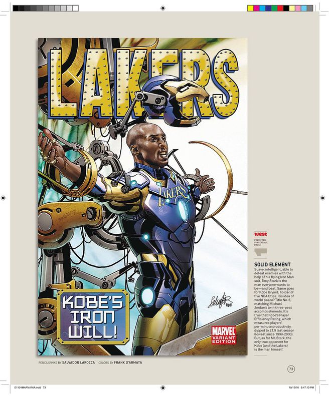 Ilustração da ESPN que transformou Kobe Bryant no Homem-de-Ferro (Imagem: ESPN)