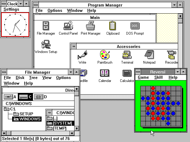 Windows 3.0 apresentou uma interface gráfica mais elaborada (Imagem: Reprodução/Microsoft)