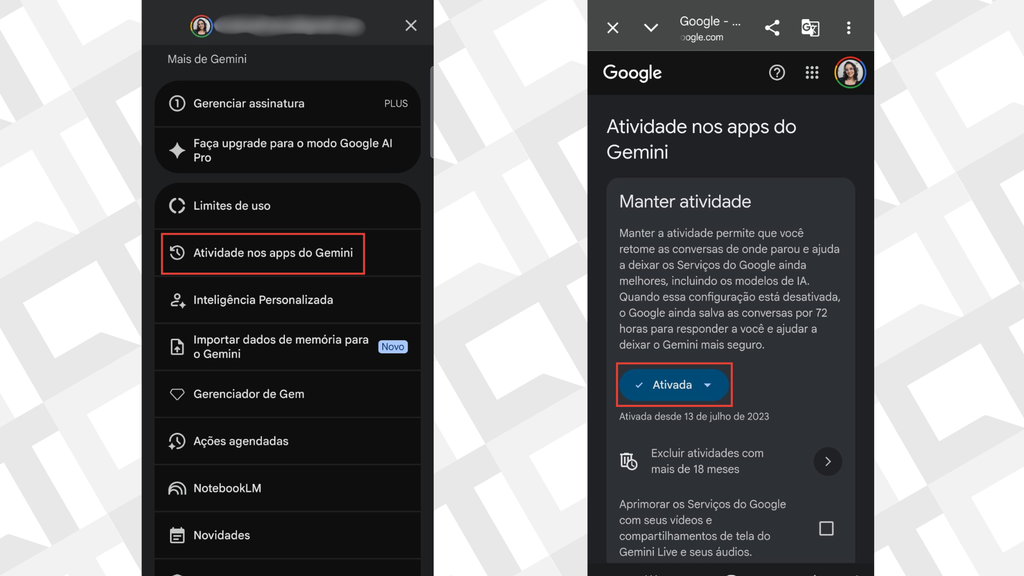 Passos para impedir que o Gemini treine a IA com seus dados