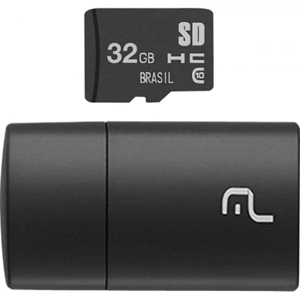 Pendrive 2 em 1 Leitor USB + Cartão de Memória Classe 10 32GB Preto Multilaser - MC163