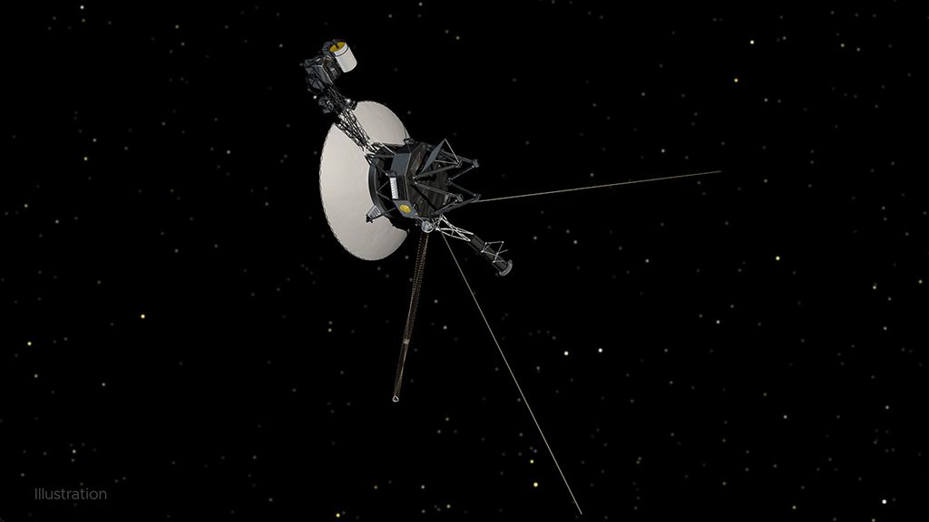 Representação da Voyager 1, lançada em 1977 (Imagem: Reprodução/NASA/JPL-Caltech)