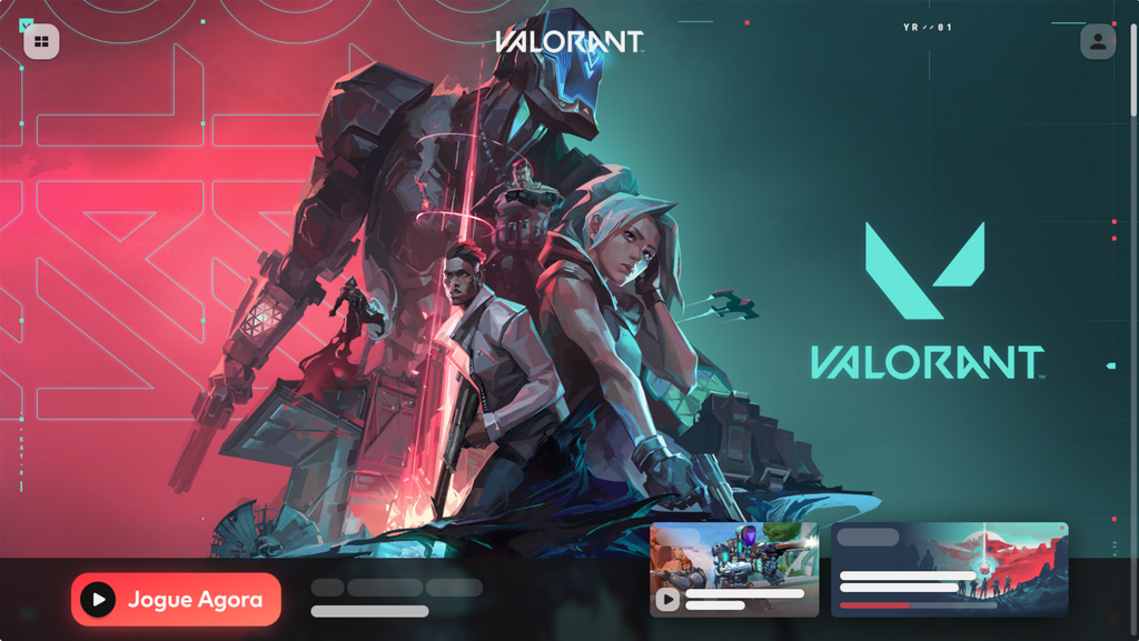 Tela principal de Valorant, o FPS da Riot, no novo cliente (Imagem: Divulgação/Riot Games)