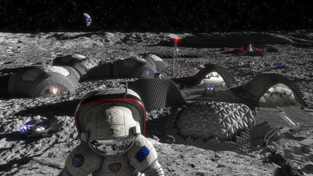 Conceito artístico de uma base em solo lunar (Imagem: Reprodução/ESA)