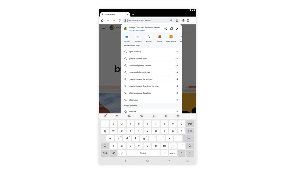 Nova interface da barra de endereço na versão do Chrome para tablets (Imagem: Divulgação/Google)