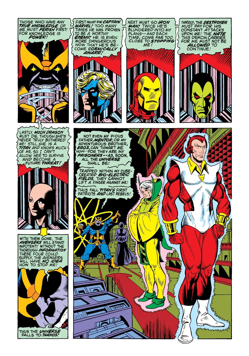 Thanos explica por que os seis escolhidos o incomodam tanto (Imagem: Reprodução/Marvel Comics)