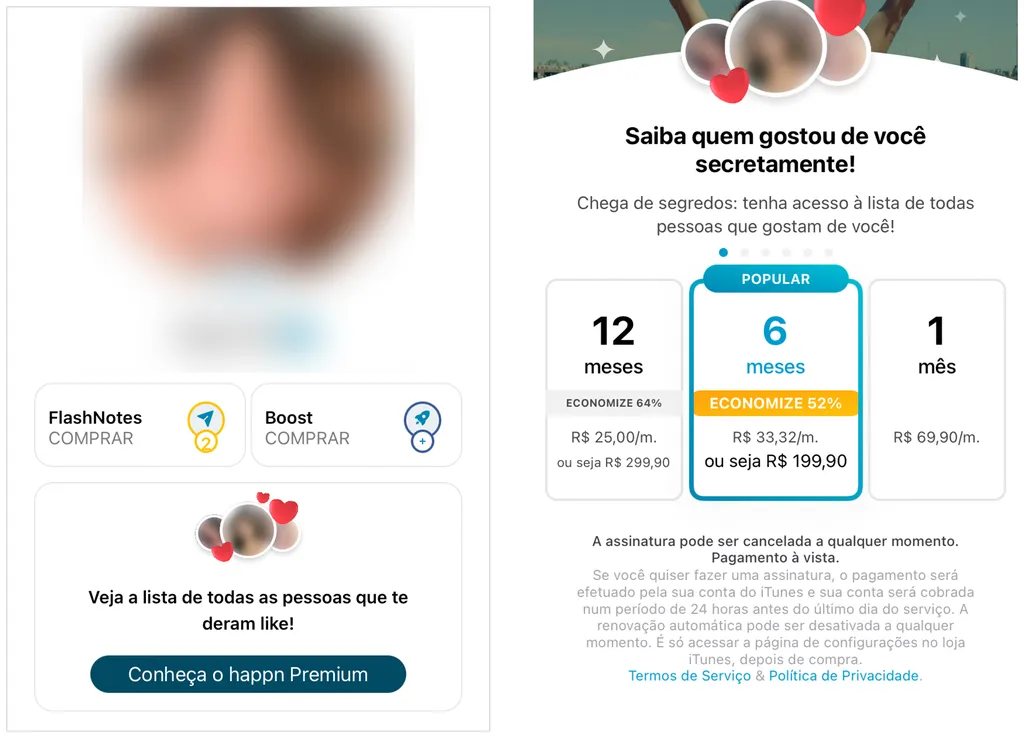 Assine o Happn Premium pelo próprio aplicativo (Captura de tela: André Magalhães)