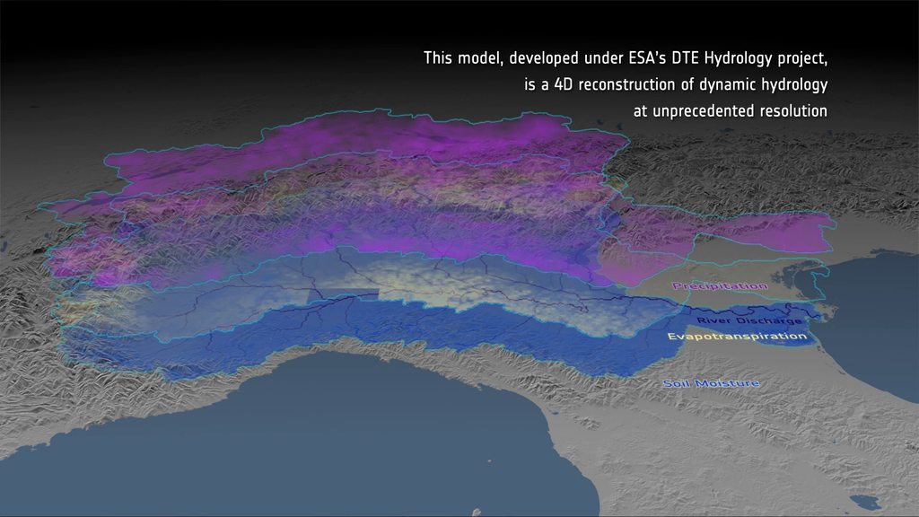 Simulação do Digital Twin Hydrology (Imagem: Reprodução/ESA/Planetary Visions)
