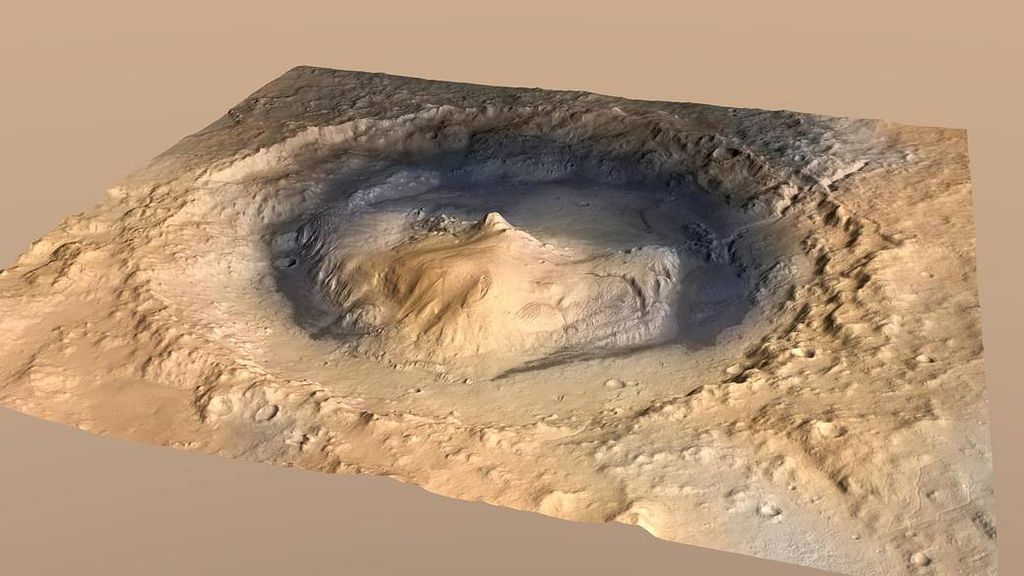 Pistas sobre a vida em Marte podem estar na cratera Gale, explorada pelo rover Curiosity (Foto: Divulgação/ NASA)