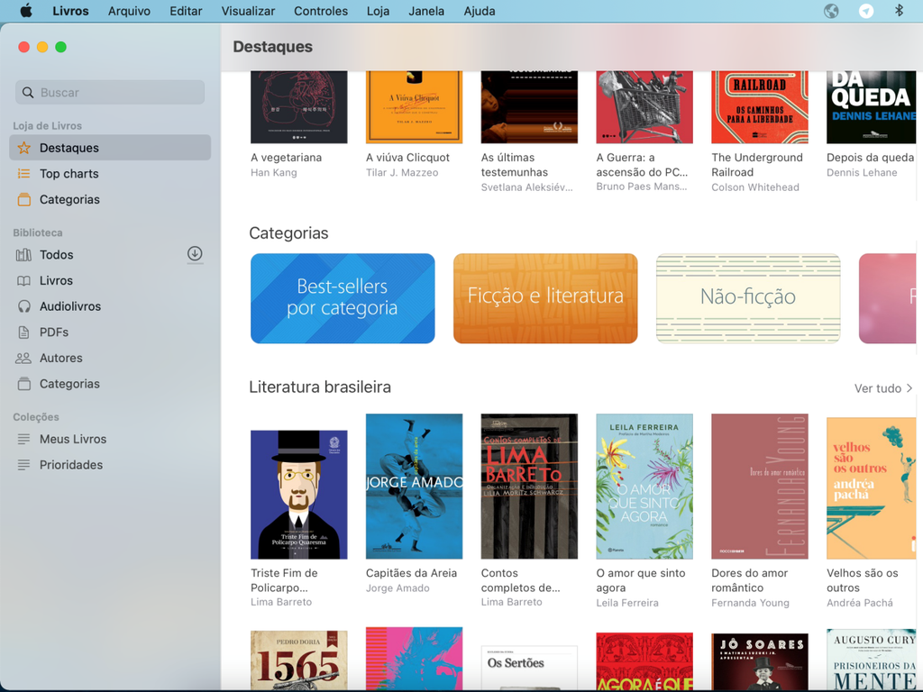 O app de Livros tem diversos atalhos que facilitam o uso para leitura no Mac - Captura de tela: Thiago Furquim (Canaltech)