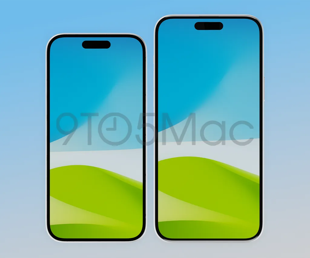 iPhone 15, agora com tela maior de 6,2 polegadas, e iPhone 15 Plus herdarão Dynamic Island de modelos premium (Imagem: Reprodução/9to5Mac)