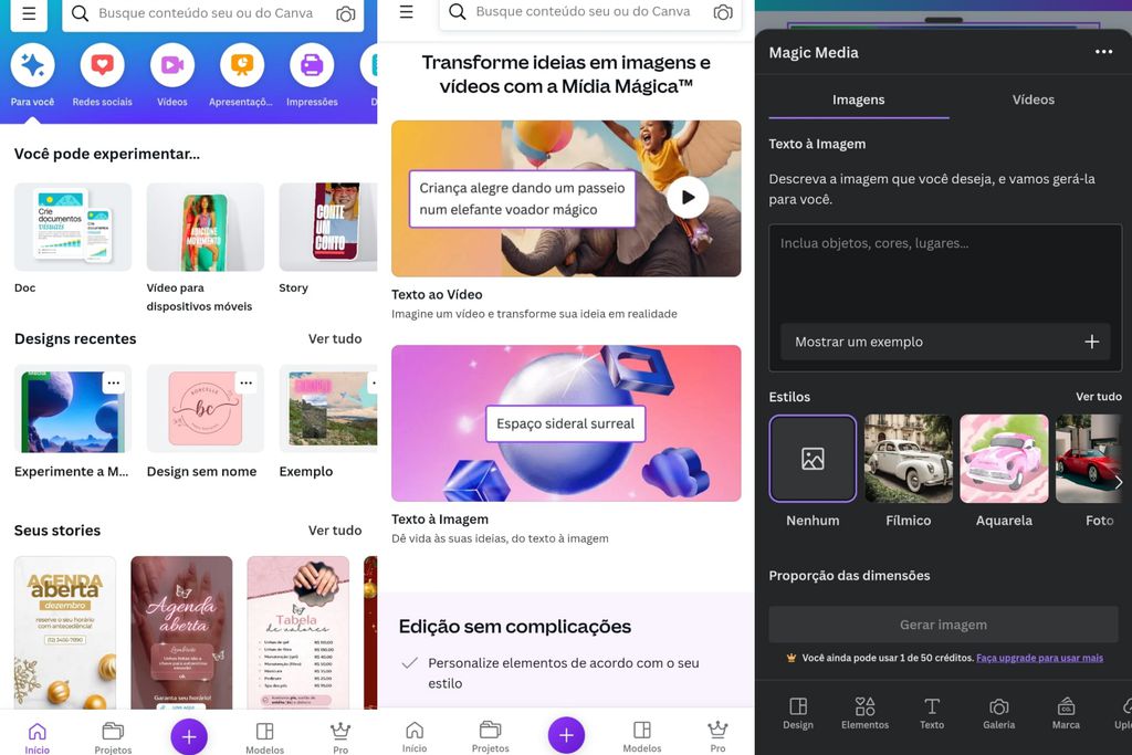 O Canva é um dos melhores apps para edição no iOS em 2023 (Imagem: Captura de tela/Guilherme Haas/Canaltech)