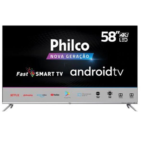 Smart TV LED 58" UHD 4K Philco, Dolby Audio, HDR e Processador Quad-Core PTV58G71AGBLS