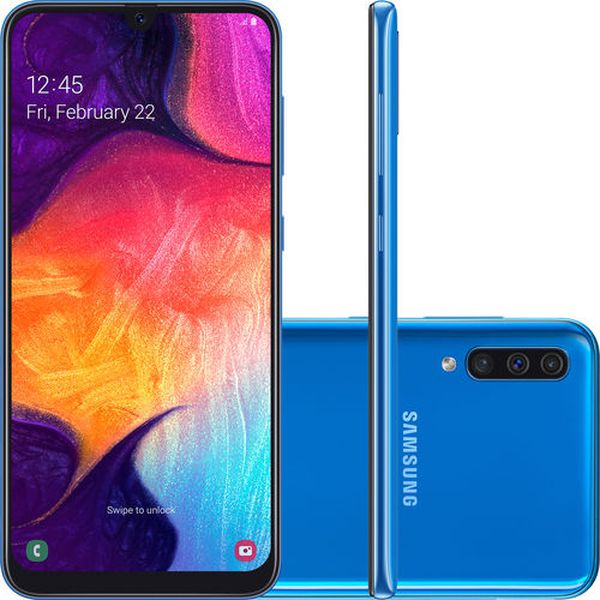 Smartphone Samsung Galaxy A50 128GB Azul 4G - Azul [NO BOLETO OU 1X NO CARTÃO]
