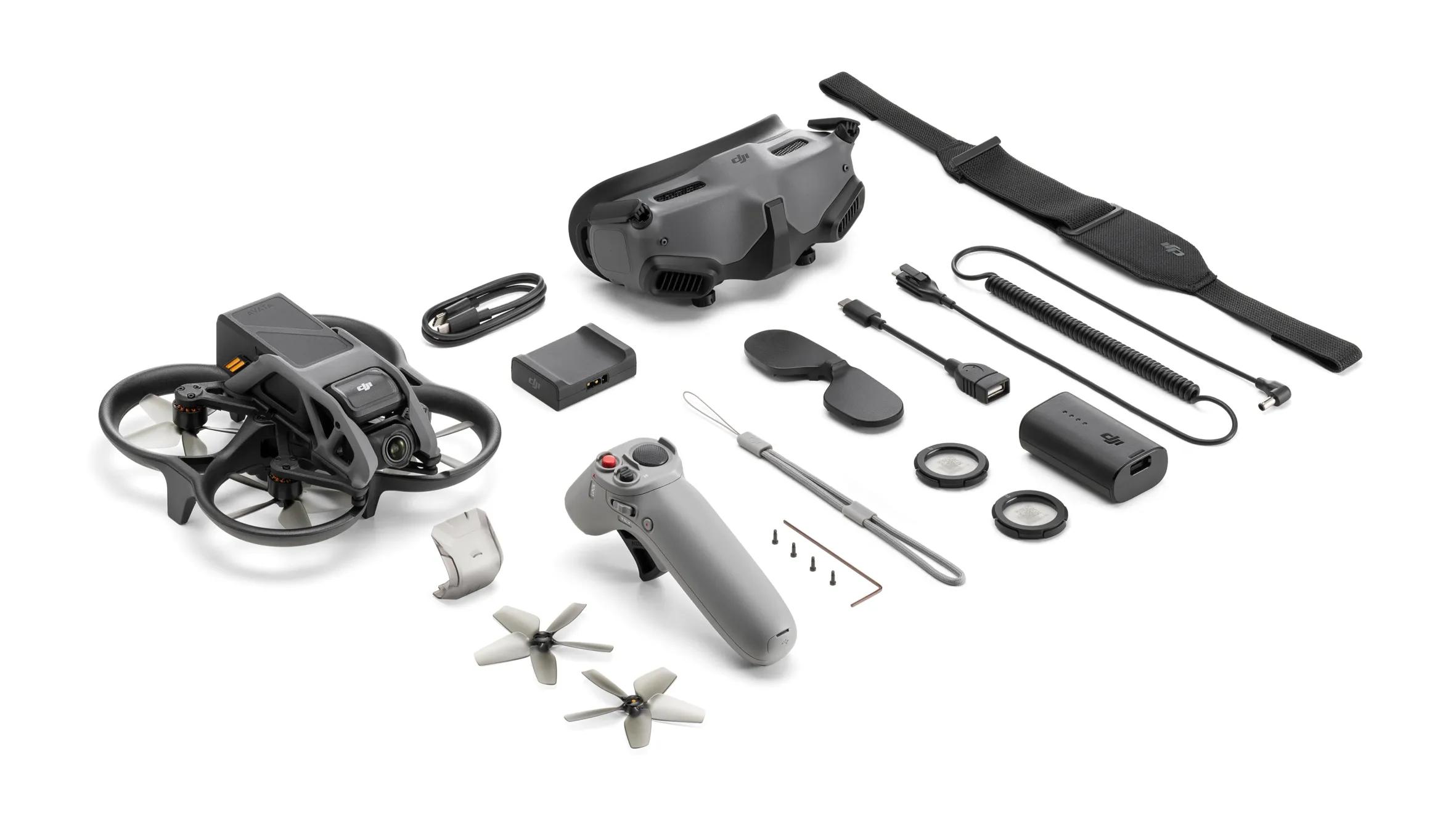 Combo mais completo do DJI Avata oferece grande disponibilidade de acessórios e óculos VR Goggles 2(Imagem: Divulgação/DJI)