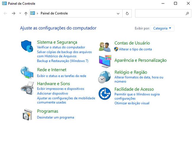 Abra o Painel de Controle do Windows 10 (Captura de tela: Matheus Bigogno)