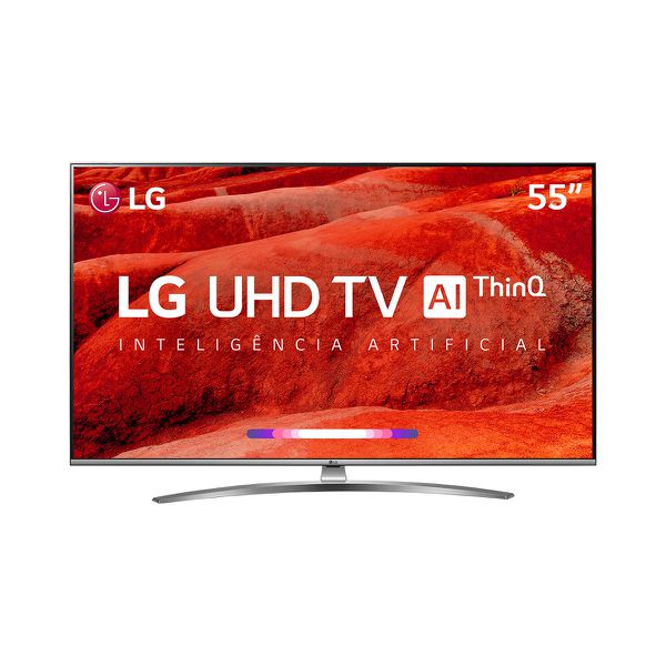 Smart TV LED 55" LG 55UM7650PSB UHD 4K Wi-Fi Inteligência Artificial Prata com Conversor Digital Integrado