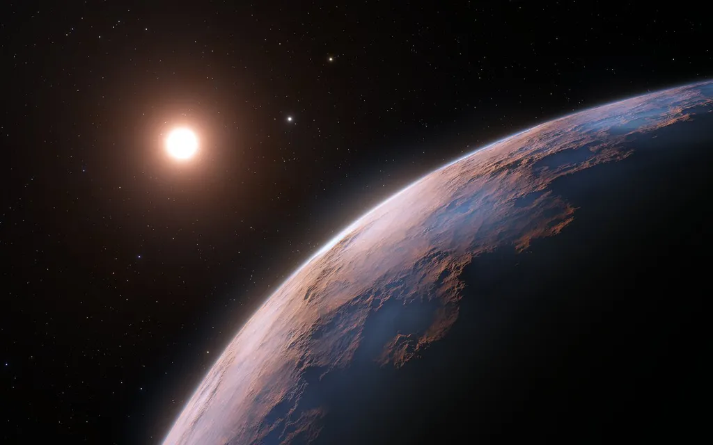 Conceito artístico do exoplaneta Proxima d (Imagem: Reprodução/ESO/L. Calçada)