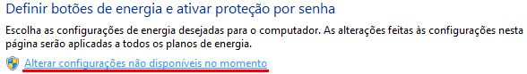 Selecione essas opções para definir o que acontece quando o sistema é desligado Selecione essas opções para definir o que acontece quando o sistema é desligado