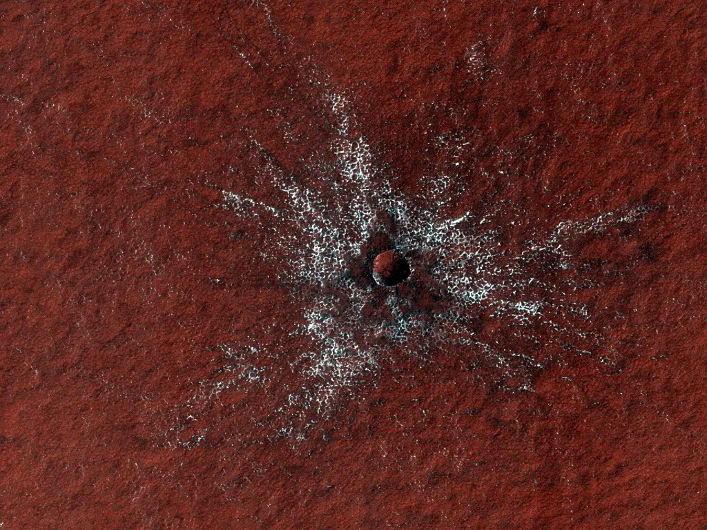 Cratera fotografada em Marte em 2020 (Imagem: Reprodução/NASA/JPL-Caltech/UArizona)