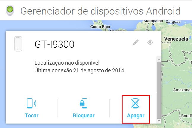 Selecionar a opção Selecionar a opção