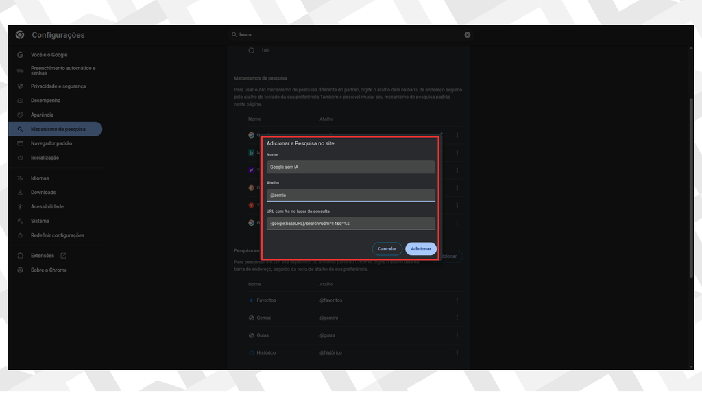 Como alterar o buscador padrão do Chrome para versão 