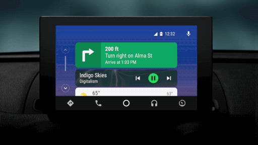 No gif, é possível ver como irá se comportar o novo design dinâmico do Android Auto (Imagem: Google)
