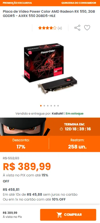 Rx 550 em promoção