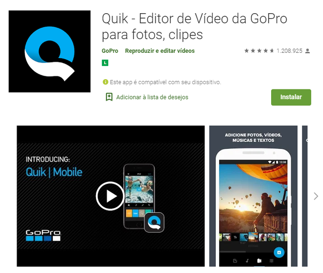 O Quick permite fazer vídeos com música e fotos de maneira rápida e intuitiva (Captura de tela: Ariane Velasco)