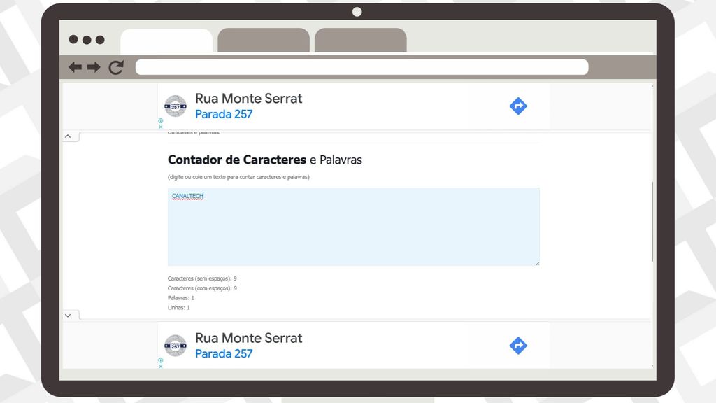 Captura de tela site contador de caracteres na função contar caracteres e palavras Captura de tela site contador de caracteres na função contar caracteres e palavras