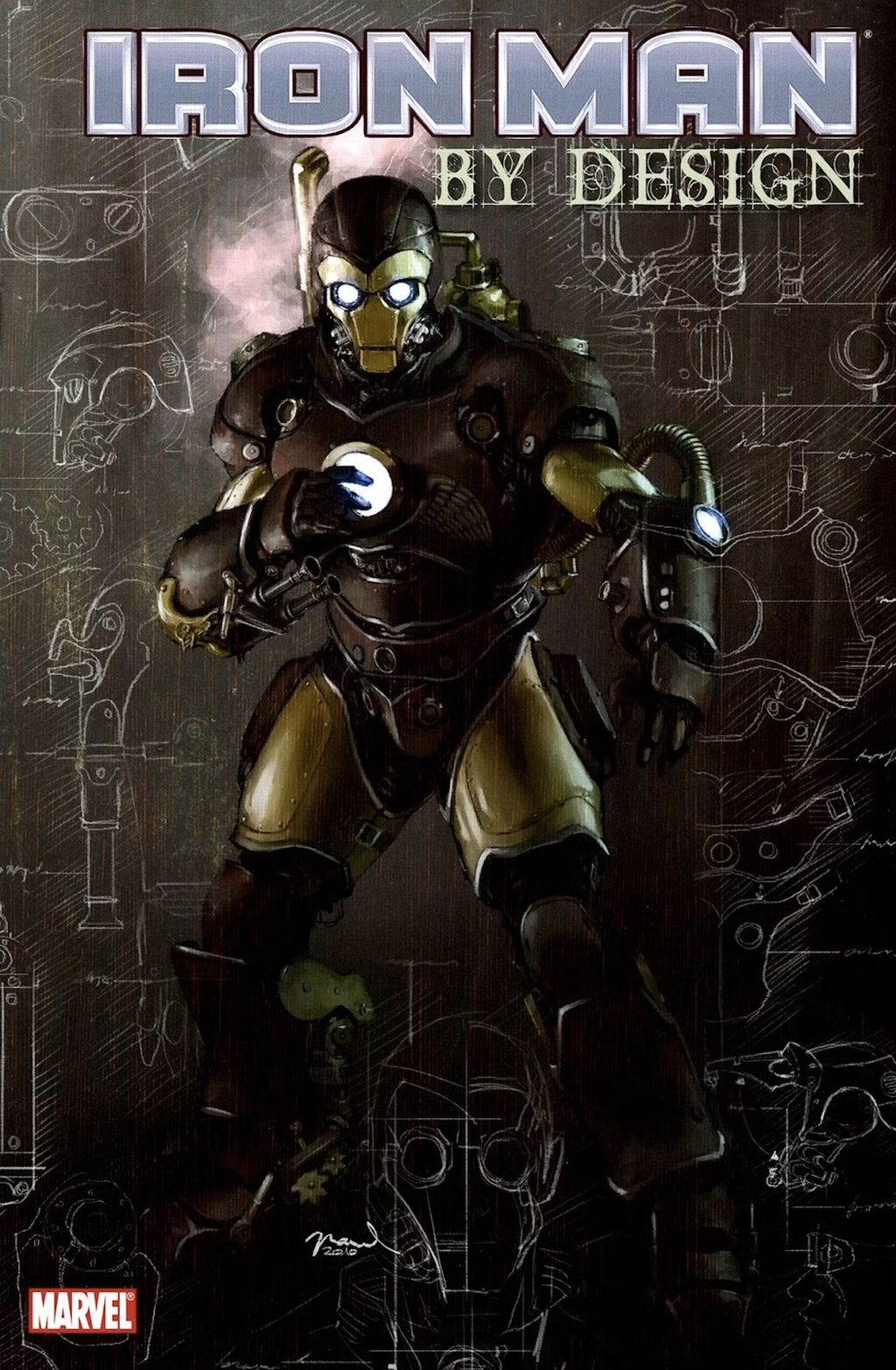 A armadura steampunk inspirada em Leonardo Da Vinci (Imagem: Reprodução/Marvel Comics)