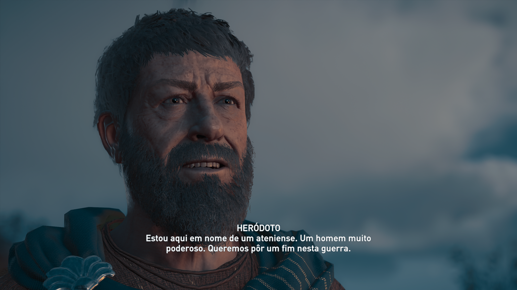 Figuras importantes daquela época e da História ganham vida em Assassin's Creed Odyssey. Na imagem, Heródoto, o pai da história como a conhecemos hoje, é um dos que ajudam a mover a trama adiante