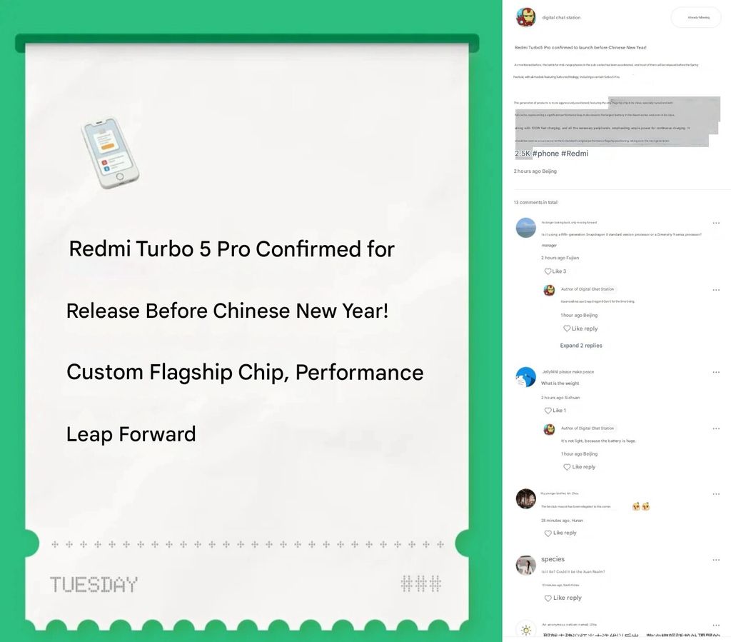 Redmi Turbo 5 Pro previsão de lançamento