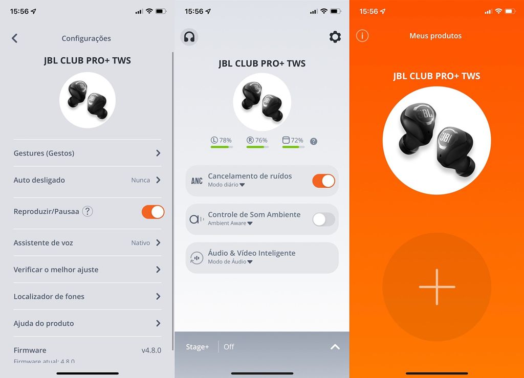 Captura de tela do aplicativo JBL Headphones (Imagem: Diego Sousa/Canaltech)