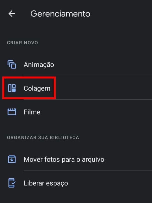 Clique em "Colagem" na aba seguinte (Captura de tela: Matheus Bigogno)