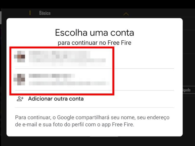 Escolha uma conta Google ou, caso necessário, faça o login em uma (Captura de tela: Matheus Bigogno)