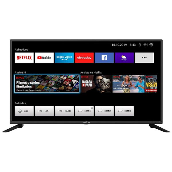 Smart TV Britânia 42´ LED Full HD, 3x HDMI, com WiFi, Dolby Audio, Netflix e Loja de Aplicativos, Preto - BTV42G70N5CF