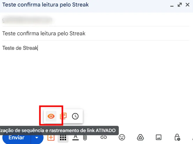 Ative o olho pelo Streak para rastrear um novo e-mail (Imagem: Captura de tela/Guilherme Haas/Canaltech)