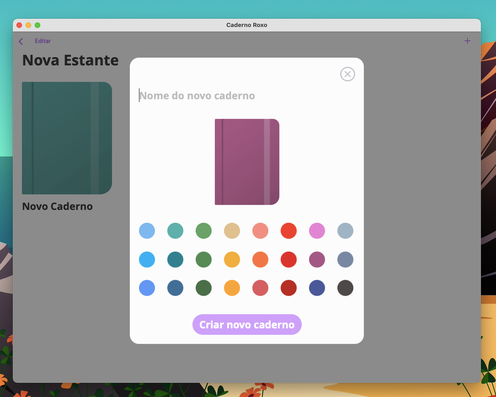 Aplicativo Caderno Roxo, da Mac App Store. (Lucas Wetten/Canaltech)