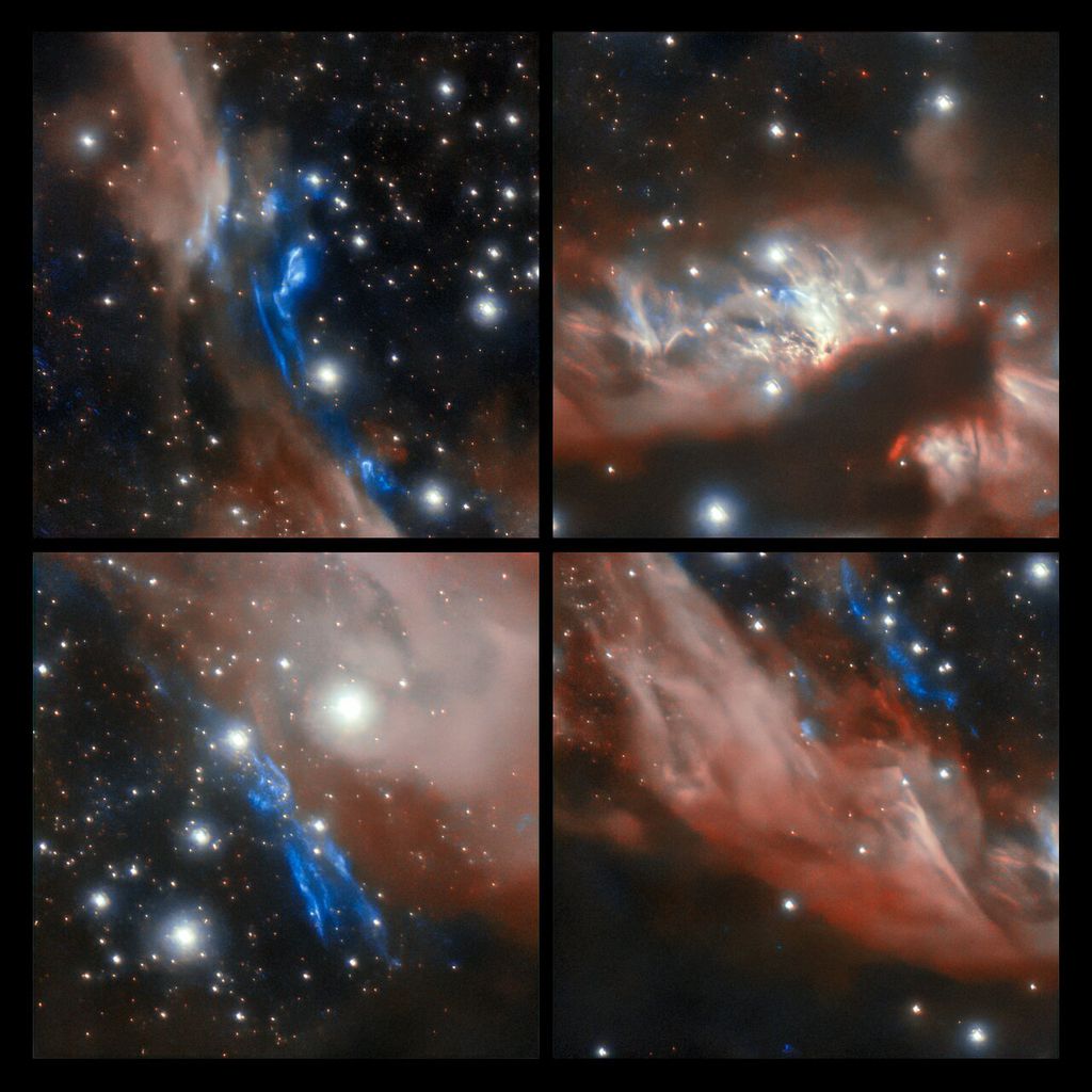 Detalhes em destaque do objeto MHO 2147 e seus jatos estelares (Imagem: Reprodução/NOIRLab)