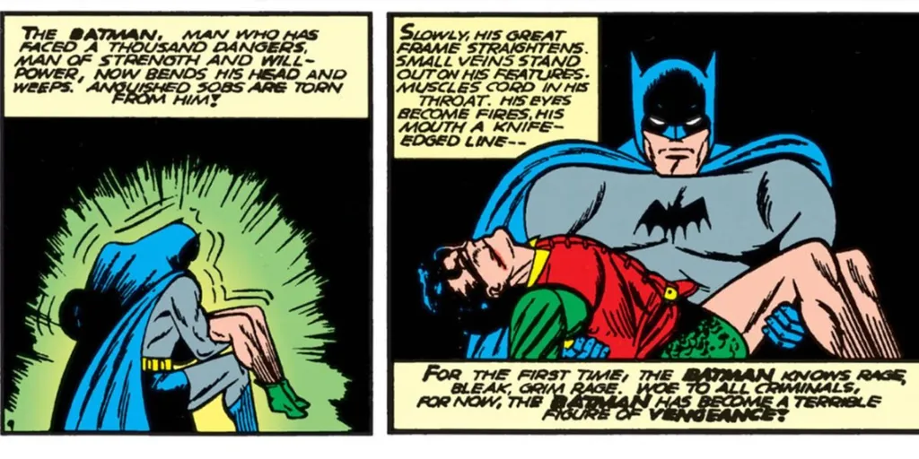 O primeiro Robin a ser dado como morto foi Dick Grayson, em 1941 (Imagem: Reprodução/DC Comics)
