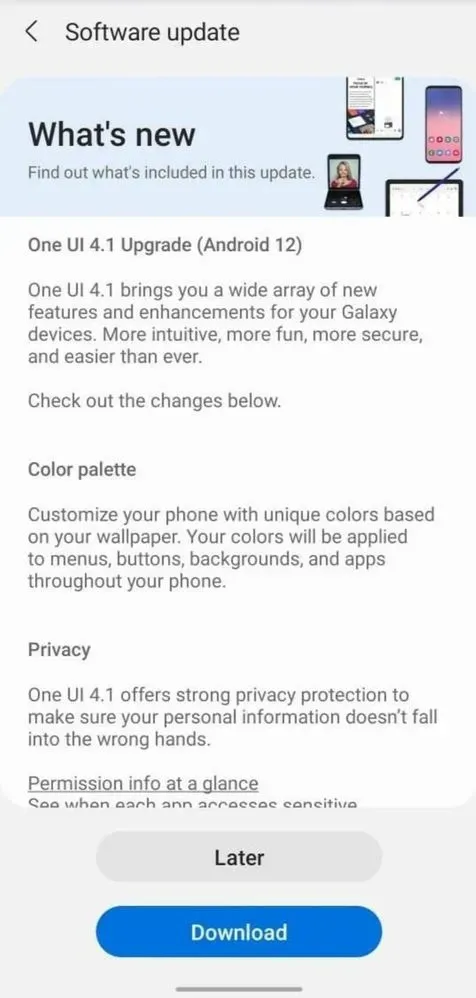 O Galaxy M31 começou a enviar notificação para o usuário migrar para o Android 12 (Imagem: Reprodução/Samsung Community)