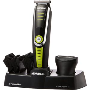 PARCELADO | Aparador de Pelos Mondial Super Groom 06 Preto/Verde Bivolt - BG-04