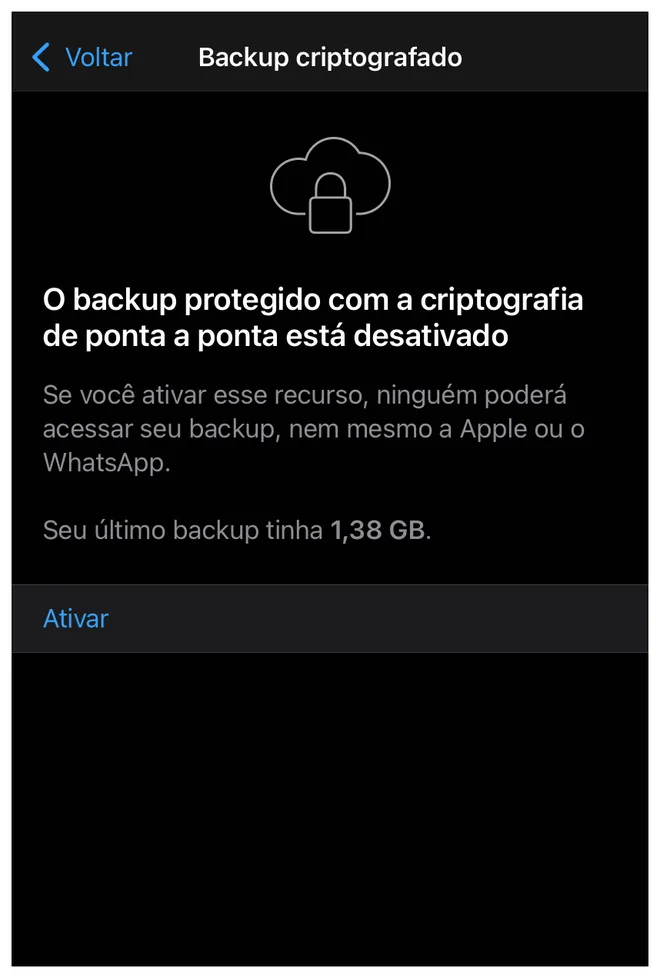 Proteja os dados do backup do WhatsApp (Imagem: Thiago Furquim)