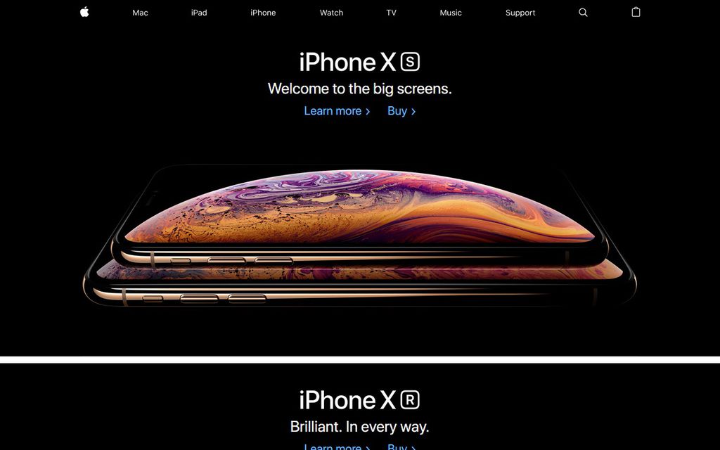Em 2018, a Apple reestruturou o visual do site (Imagem: Reprodução/Web Design Museum)