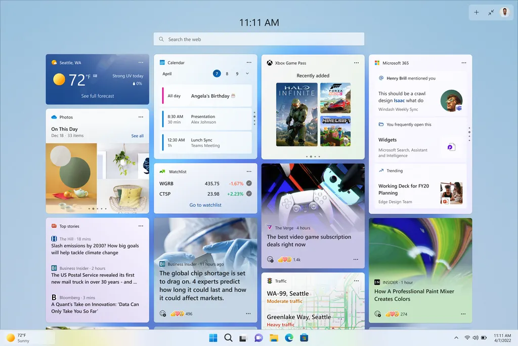A exibição de widgets em tela cheia dará mais espaço para seus widgets (Imagem: Reprodução/Microsoft)