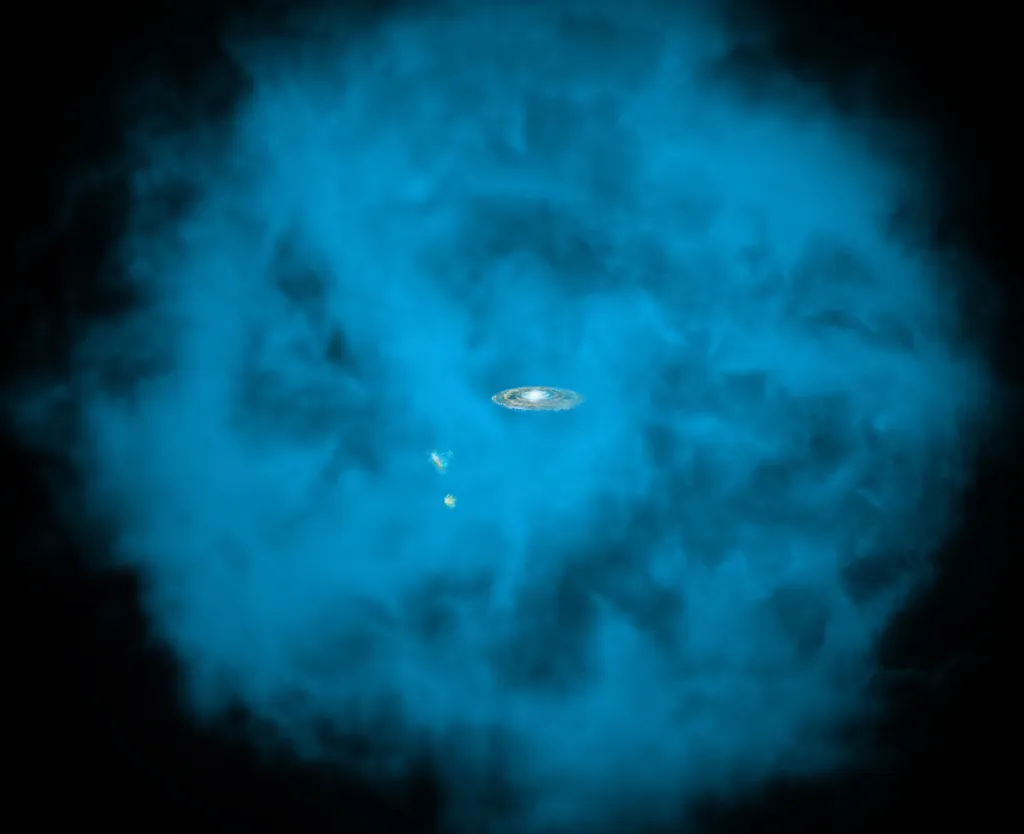 As ondas de rádio ajudaram os pesquisadores a estudar o halo gasoso que cerca a Via Làctea (Imagem: Reprodução/NASA-CXC-M.Weiss-Ohio State-A Gupta)