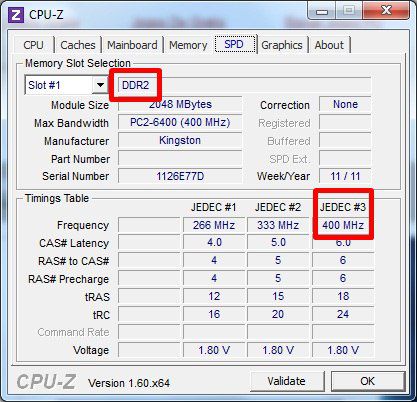 CPU-z de uma memória DDR2 CPU-z de uma memória DDR2