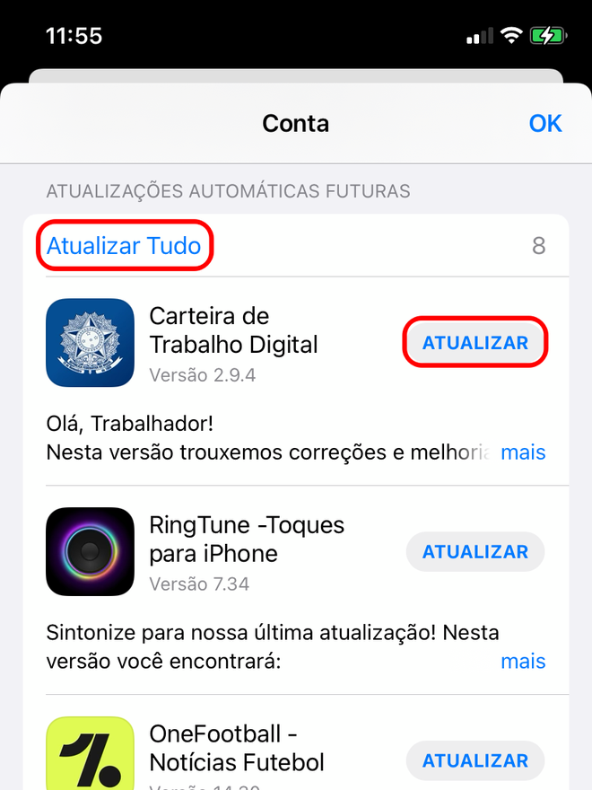 Atualize manualmente os aplicativos na App Store - Captura de tela: Thiago Furquim (Canaltech)