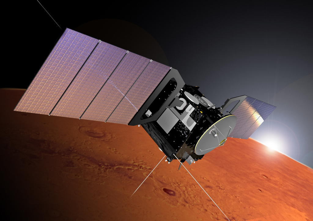 Representação da sonda orbital Mars Express (Imagem: Reprodução/ESA/Alex Lutkus)